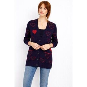Anthropologie Heart Cardigan Cashmere Blend Large Cozy Valentine Cottagecore